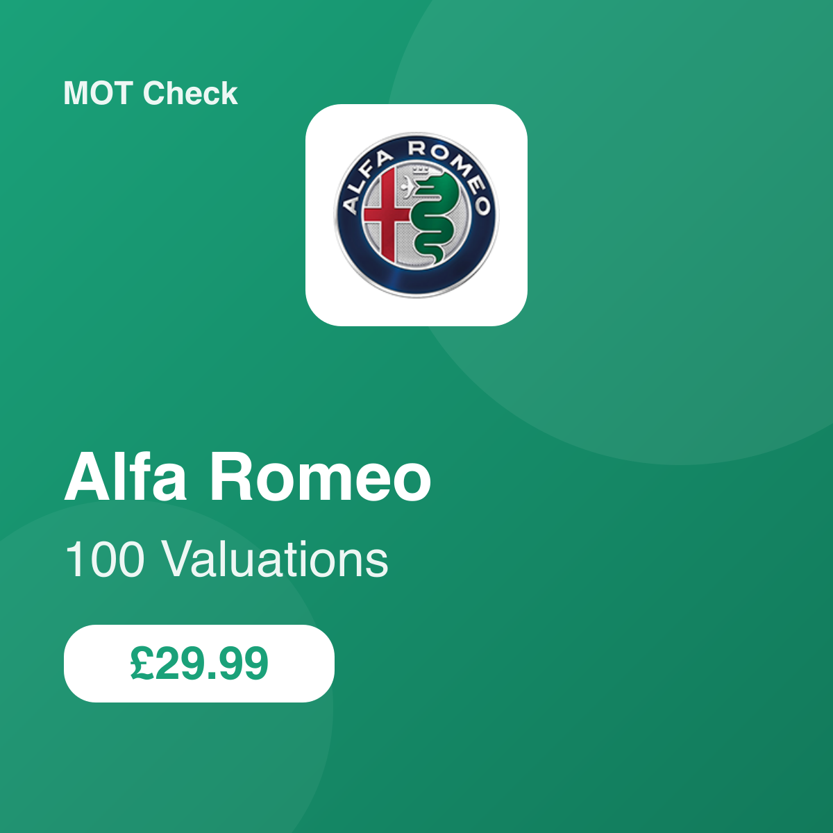 100 Alfa Romeo Valuations