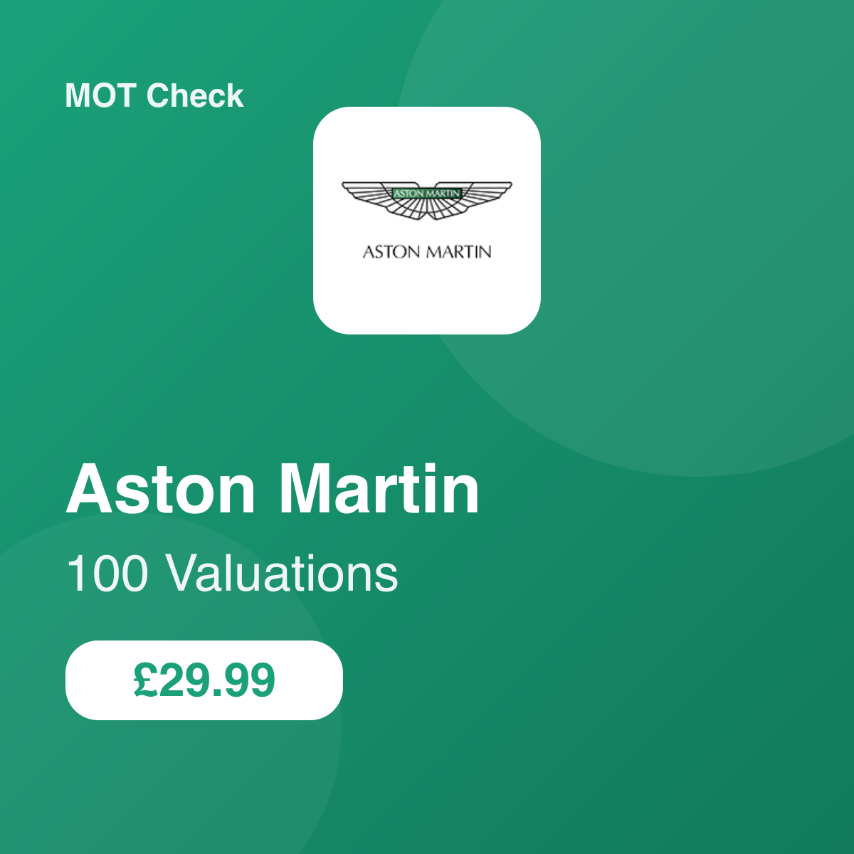 100 Aston Martin Valuations
