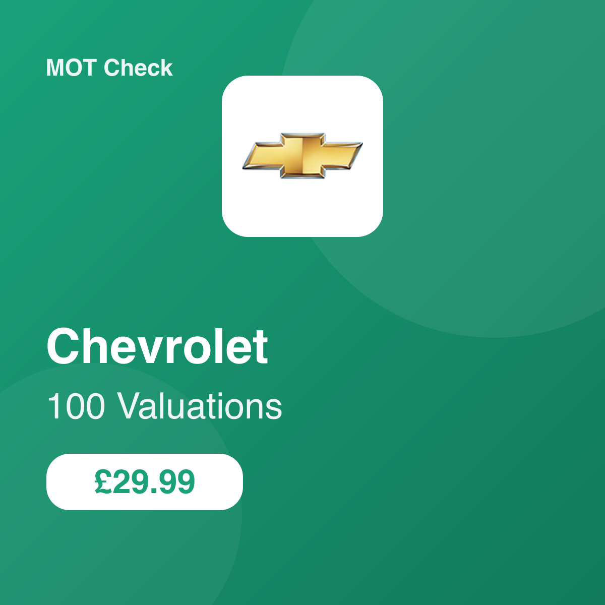 100 Chevrolet Valuations