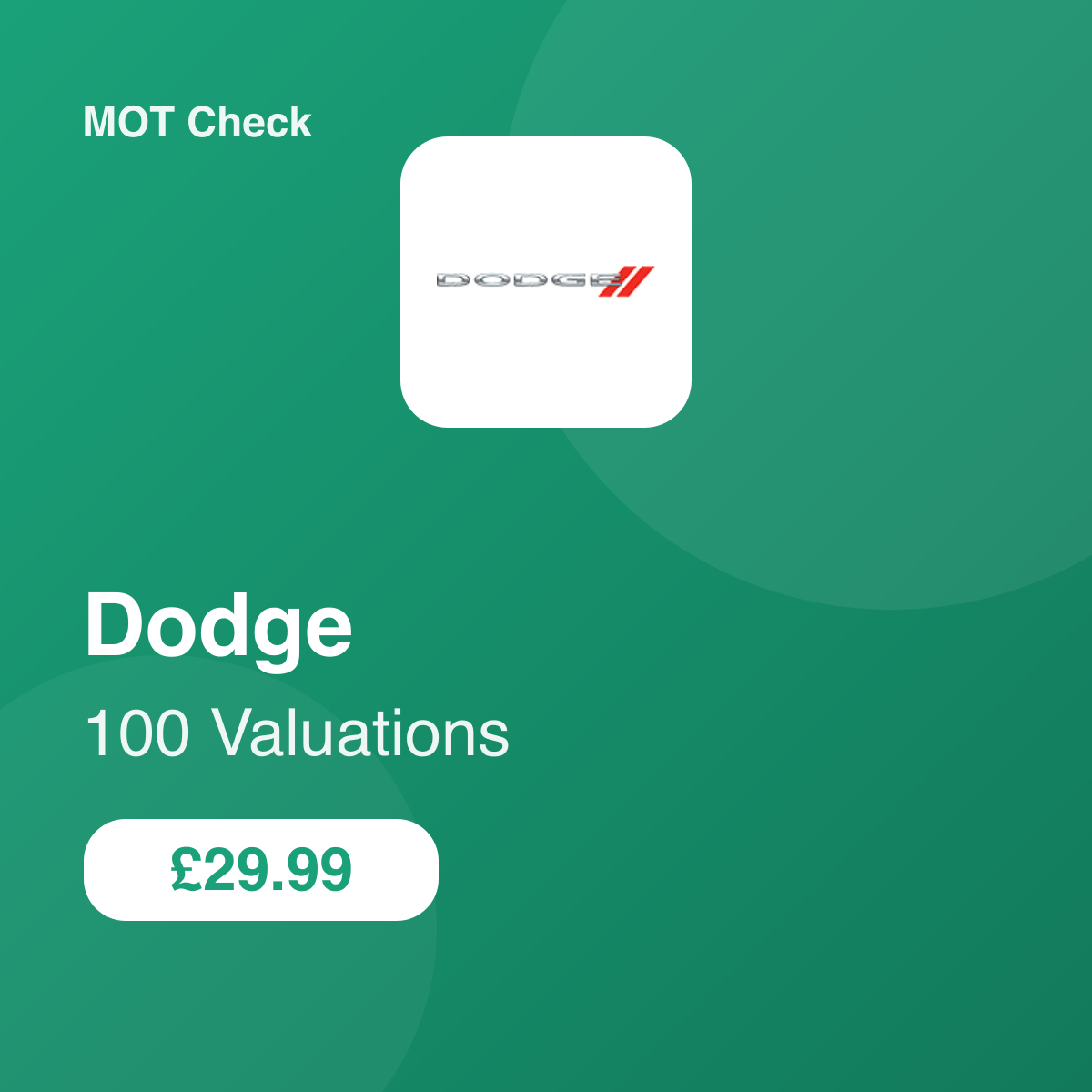 100 Dodge Valuations