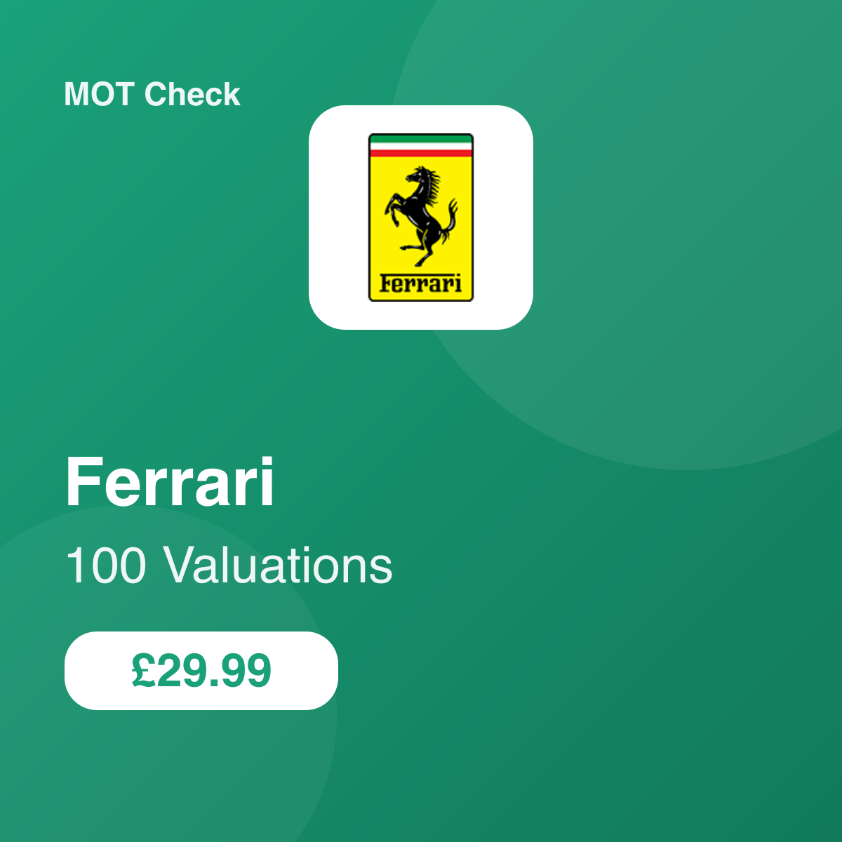 100 Ferrari Valuations