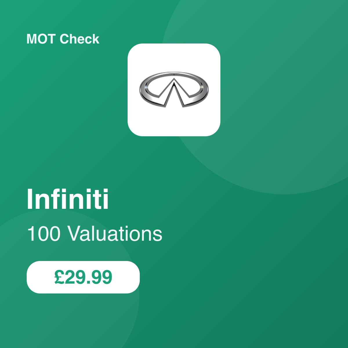 100 Infiniti Valuations