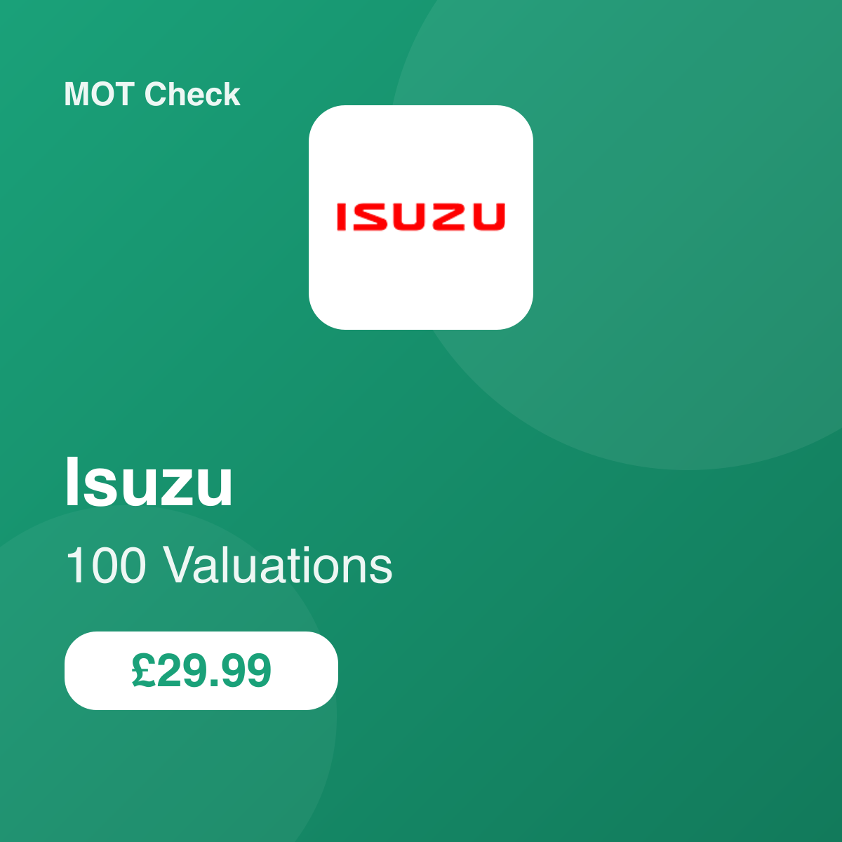 100 Isuzu Valuations