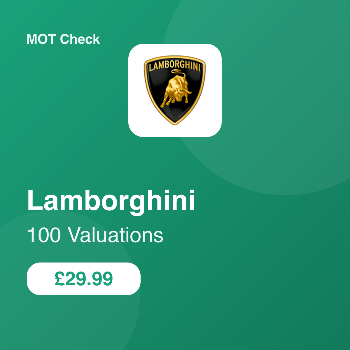 100 Lamborghini Valuations
