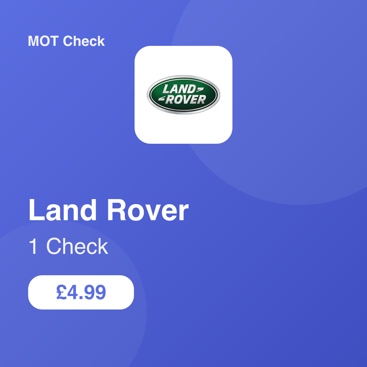 1 Land Rover Check