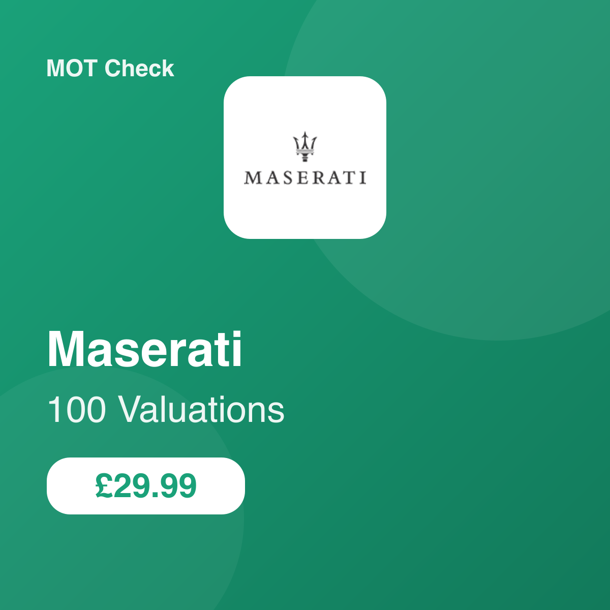 100 Maserati Valuations