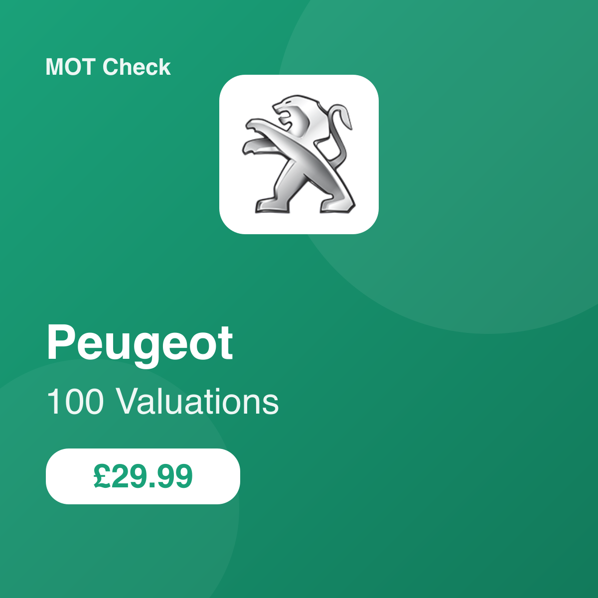 100 Peugeot Valuations