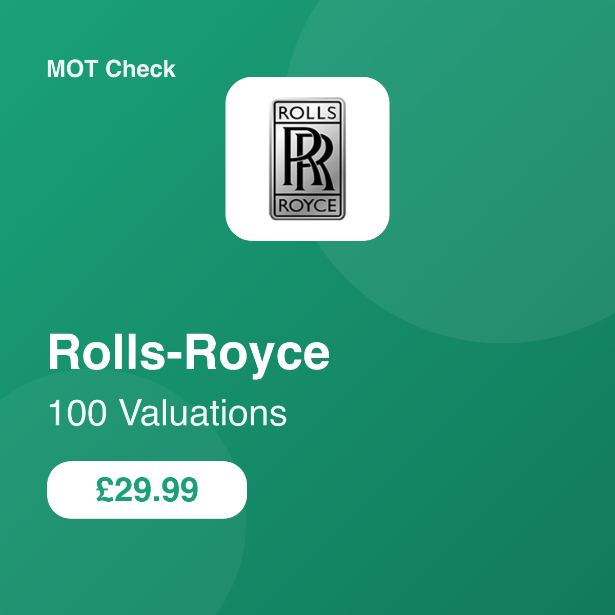 100 Rolls-Royce Valuations