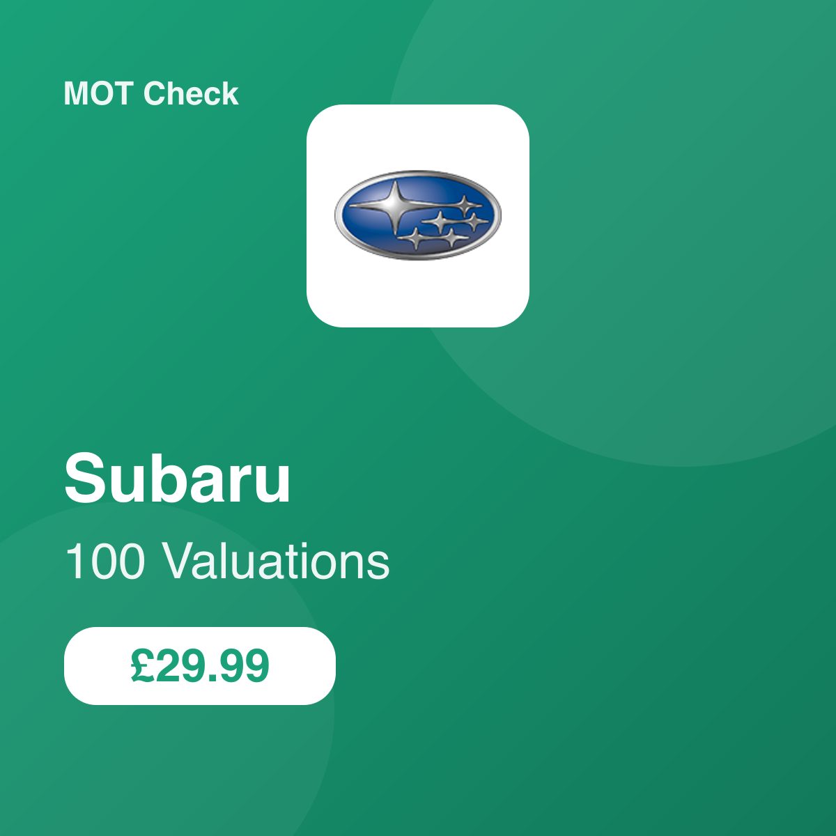 100 Subaru Valuations