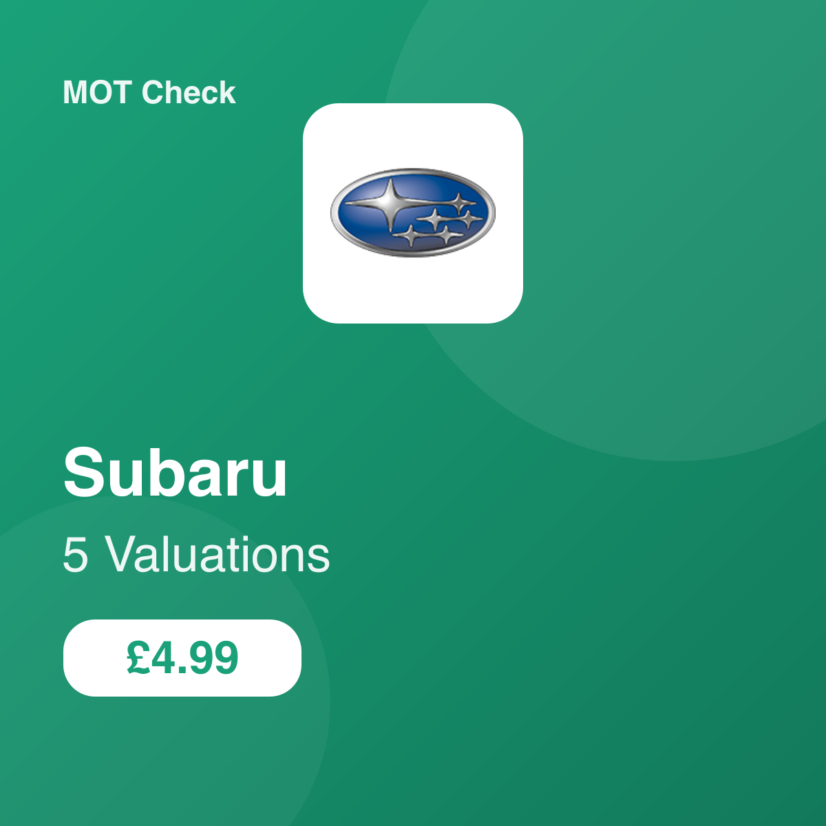 5 Subaru Valuation