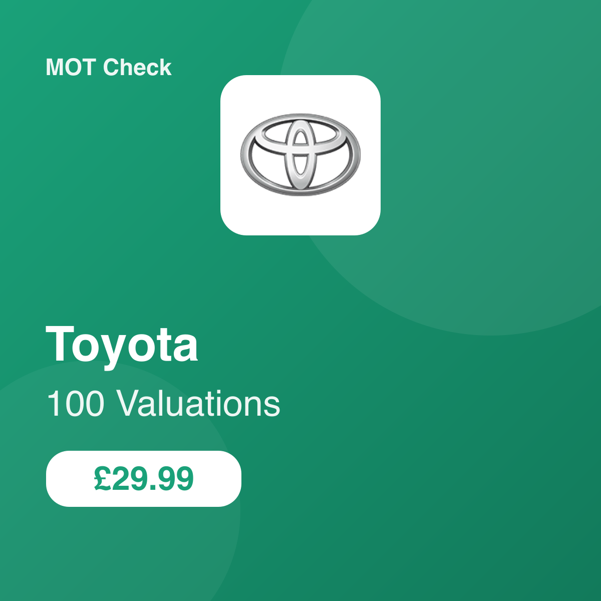 100 Toyota Valuations