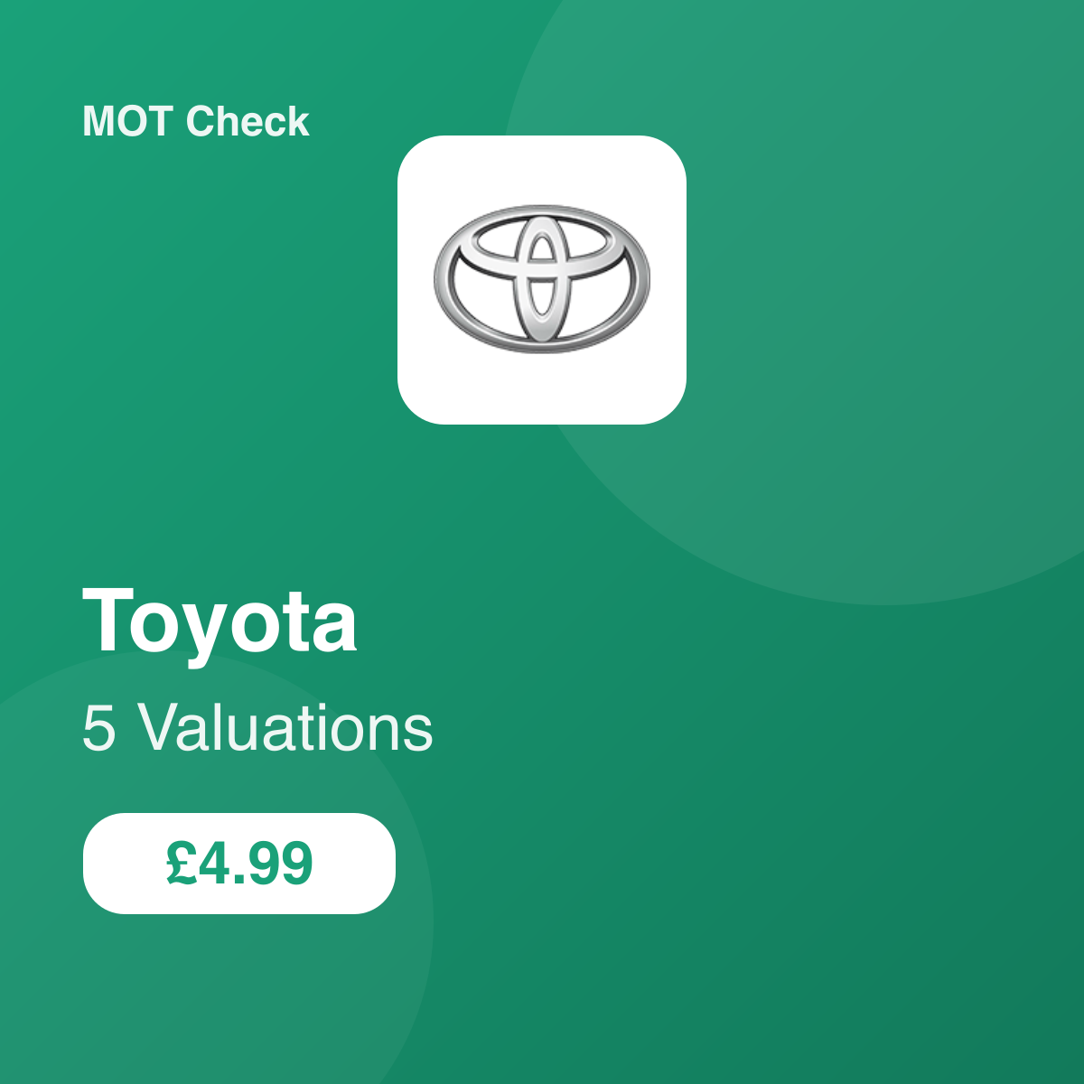 5 Toyota Valuation