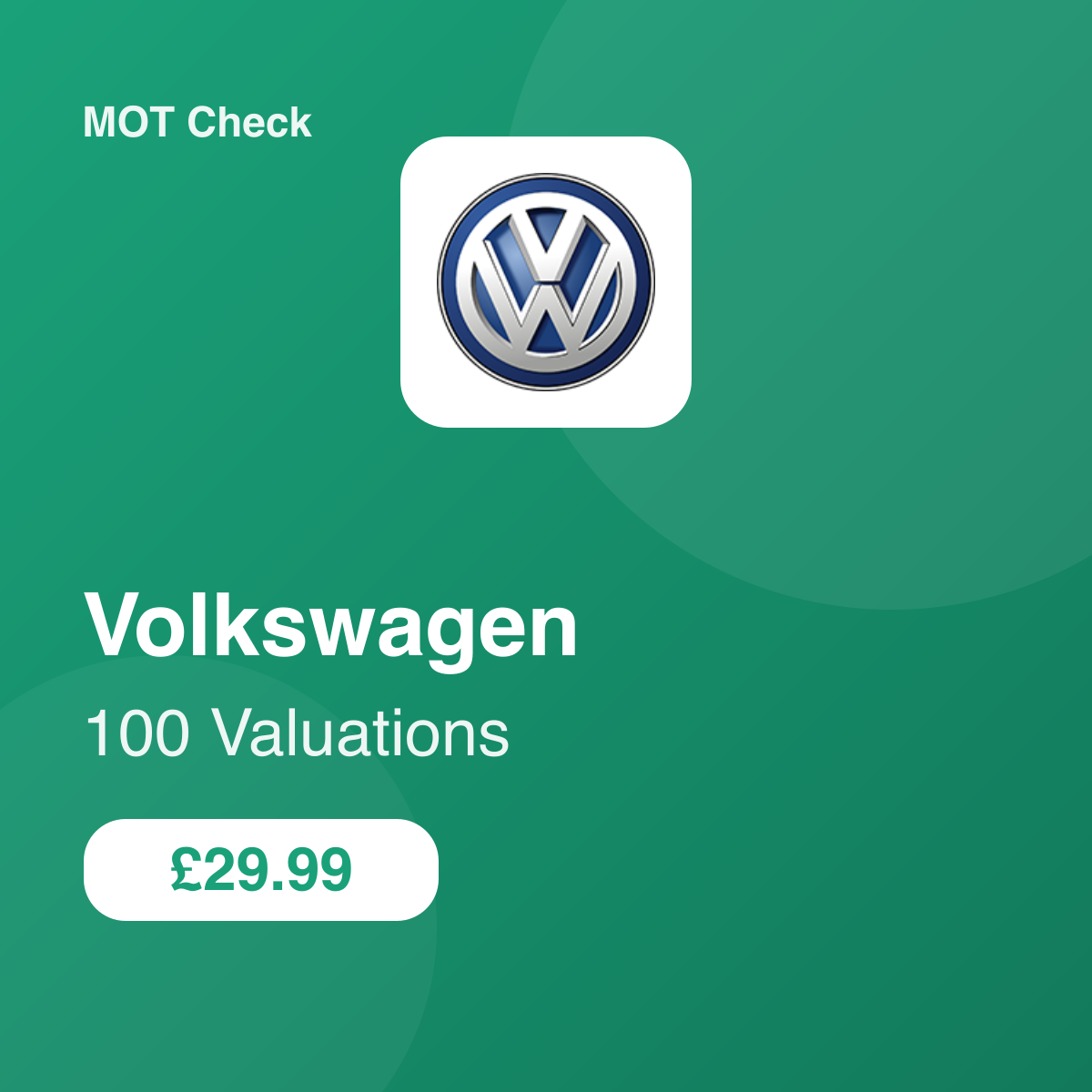 100 Volkswagen Valuations